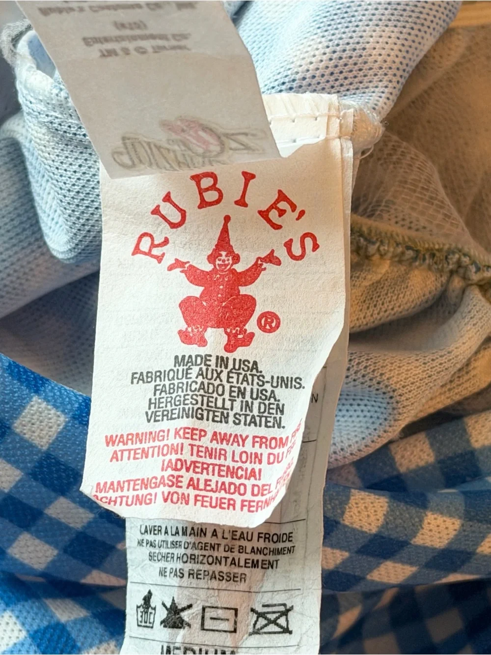 Rubie’s Wizard of Oz Dorothy Gingham Dress | Costume. Girl’s Sz-M Blue| White.
